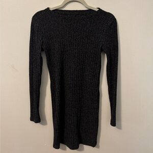 Grey Ribbed Knit Dress
